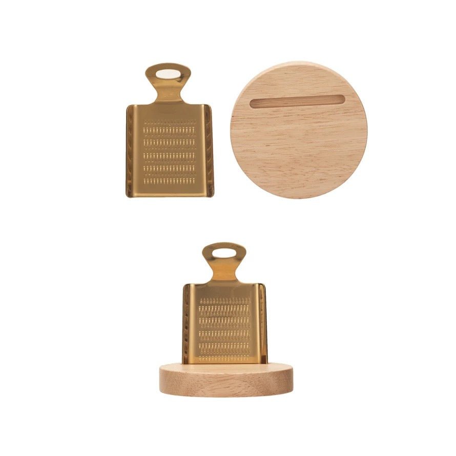 kitchen utensilsStainless Steel Grater w/ Rubberwood Base